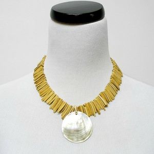 CAROLINA mother of pearl & coco fringe neclace